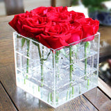 Maxbell Clear Acrylic Rose Flower Box Cut Flower Arranging Holder Gift Box 9 Holes