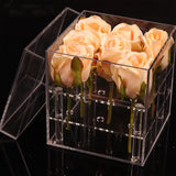 Maxbell Clear Acrylic Rose Flower Box Cut Flower Arranging Holder Gift Box 9 Holes