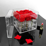 Maxbell Clear Acrylic Rose Flower Box Cut Flower Arranging Holder Gift Box 9 Holes