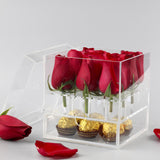 Maxbell Clear Acrylic Rose Flower Box Cut Flower Arranging Holder Gift Box 9 Holes