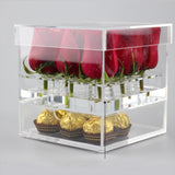 Maxbell Clear Acrylic Rose Flower Box Cut Flower Arranging Holder Gift Box 9 Holes