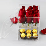 Maxbell Clear Acrylic Rose Flower Box Cut Flower Arranging Holder Gift Box 9 Holes