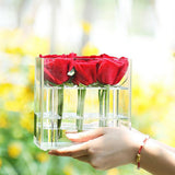 Maxbell Clear Acrylic Rose Flower Box Cut Flower Arranging Holder Gift Box 9 Holes