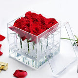 Maxbell Clear Acrylic Rose Flower Box Cut Flower Arranging Holder Gift Box 9 Holes