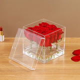 Maxbell Clear Acrylic Rose Flower Box Cut Flower Arranging Holder Gift Box 9 Holes