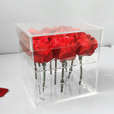 Maxbell Clear Acrylic Rose Flower Box Cut Flower Arranging Holder Gift Box 9 Holes