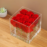 Maxbell Clear Acrylic Rose Flower Box Cut Flower Arranging Holder Gift Box 9 Holes