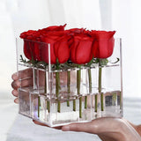 Maxbell Clear Acrylic Rose Flower Box Cut Flower Arranging Holder Gift Box 16 Holes