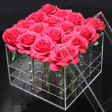 Maxbell Clear Acrylic Rose Flower Box Cut Flower Arranging Holder Gift Box 16 Holes