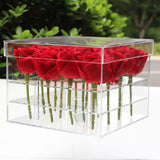 Maxbell Clear Acrylic Rose Flower Box Cut Flower Arranging Holder Gift Box 16 Holes
