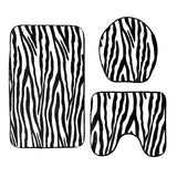 Max 3 Pieces Flannel Toilet Lid Non Slip Bath Mat Bathroom Rug Set Zebra Stripe