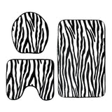 Max 3 Pieces Flannel Toilet Lid Non Slip Bath Mat Bathroom Rug Set Zebra Stripe