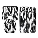 Max 3 Pieces Flannel Toilet Lid Non Slip Bath Mat Bathroom Rug Set Zebra Stripe