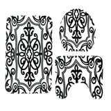 Max 3 Pieces Flannel Toilet Lid Non Slip Bath Mat Bathroom Rug Set Black Vine