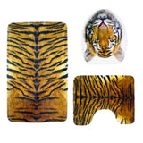 Max Maxb 3 Pieces Flannel Toilet Lid Non Slip Bath Mat Bathroom Rug Set Tiger