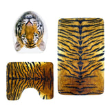 Max Maxb 3 Pieces Flannel Toilet Lid Non Slip Bath Mat Bathroom Rug Set Tiger