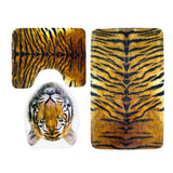 Max Maxb 3 Pieces Flannel Toilet Lid Non Slip Bath Mat Bathroom Rug Set Tiger