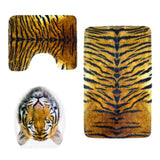 Max Maxb 3 Pieces Flannel Toilet Lid Non Slip Bath Mat Bathroom Rug Set Tiger