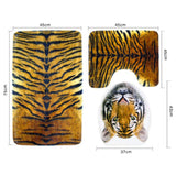 Max Maxb 3 Pieces Flannel Toilet Lid Non Slip Bath Mat Bathroom Rug Set Tiger