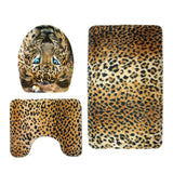 Max Maxb 3 Pieces Flannel Toilet Lid Non Slip Bath Mat Bathroom Rug Set Leopard