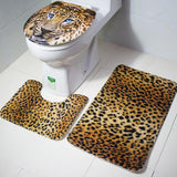 Max Maxb 3 Pieces Flannel Toilet Lid Non Slip Bath Mat Bathroom Rug Set Leopard