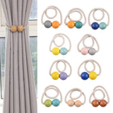 Max 1 Pair Magnetic Wooden Beads Window Curtain Tie Back Yellow + Blue