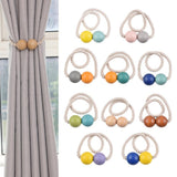 Max 1 Pair Magnetic Wooden Beads Window Curtain Tie Back Yellow + Blue