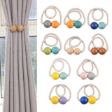 Max 1 Pair Magnetic Wooden Beads Window Curtain Tie Back Yellow + Blue