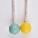 Max 1 Pair Magnetic Wooden Beads Window Curtain Tie Back Yellow + Blue