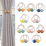 Max 1 Pair Magnetic Wooden Beads Window Curtain Tie Back Yellow + Blue