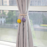 Max 1 Pair Magnetic Wooden Beads Window Curtain Tie Back Yellow + Purple