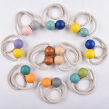 Max 1 Pair Magnetic Wooden Beads Window Curtain Tie Back Yellow + Purple