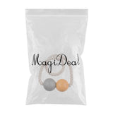 Max 1 Pair Magnetic Wooden Beads Window Curtain Tie Back Gray + Orange