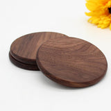 Wooden Tea Cup Coaster Coffee Drinks Placemat Black Walnut Round Thickening