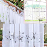 Max Embroidered Window Tiers Kitchen Cafe Half Curtains White 30x90cm