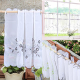 Max Embroidered Window Tiers Kitchen Cafe Half Curtains White 30x120cm
