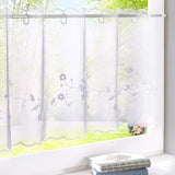 Max Embroidered Window Tiers Kitchen Cafe Half Curtains White 45x90cm