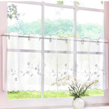 Max Embroidered Window Tiers Kitchen Cafe Half Curtains White 45x90cm
