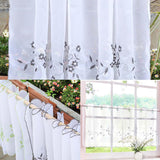 Max Embroidered Window Tiers Kitchen Cafe Half Curtains White 45x90cm