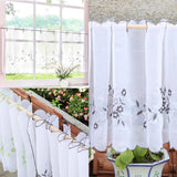 Max Embroidered Window Tiers Kitchen Cafe Half Curtains White 60x120cm