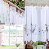 Max Embroidered Window Tiers Kitchen Cafe Half Curtains White 60x120cm