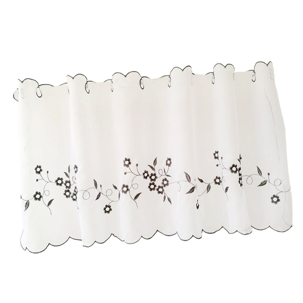 Max Embroidered Window Tiers Kitchen Cafe Half Curtains Gray 45x120cm