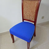 Stretch Wedding Dining Room Chair Seat Cover with Locking Buckle Blue