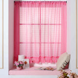 Max Freshness Style Short Window Curtains Home Cafe Cabinet Sheer Blind Rosy Red