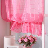 Max Freshness Style Short Window Curtains Home Cafe Cabinet Sheer Blind Rosy Red