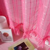 Max Freshness Style Short Window Curtains Home Cafe Cabinet Sheer Blind Rosy Red