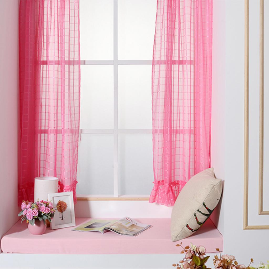 Max Freshness Style Short Window Curtains Home Cafe Cabinet Sheer Blind Rosy Red