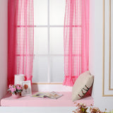 Max Freshness Style Short Window Curtains Home Cafe Cabinet Sheer Blind Rosy Red