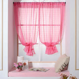 Max Freshness Style Short Window Curtains Home Cafe Cabinet Sheer Blind Rosy Red