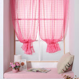 Max Freshness Style Short Window Curtains Home Cafe Cabinet Sheer Blind Rosy Red